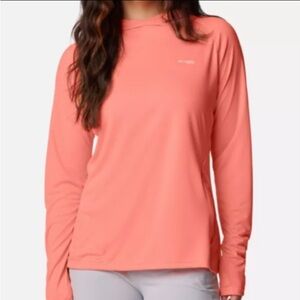 Columbia Women’s PFG Tidal Sands Deflector Hoodie Pink & White Size L